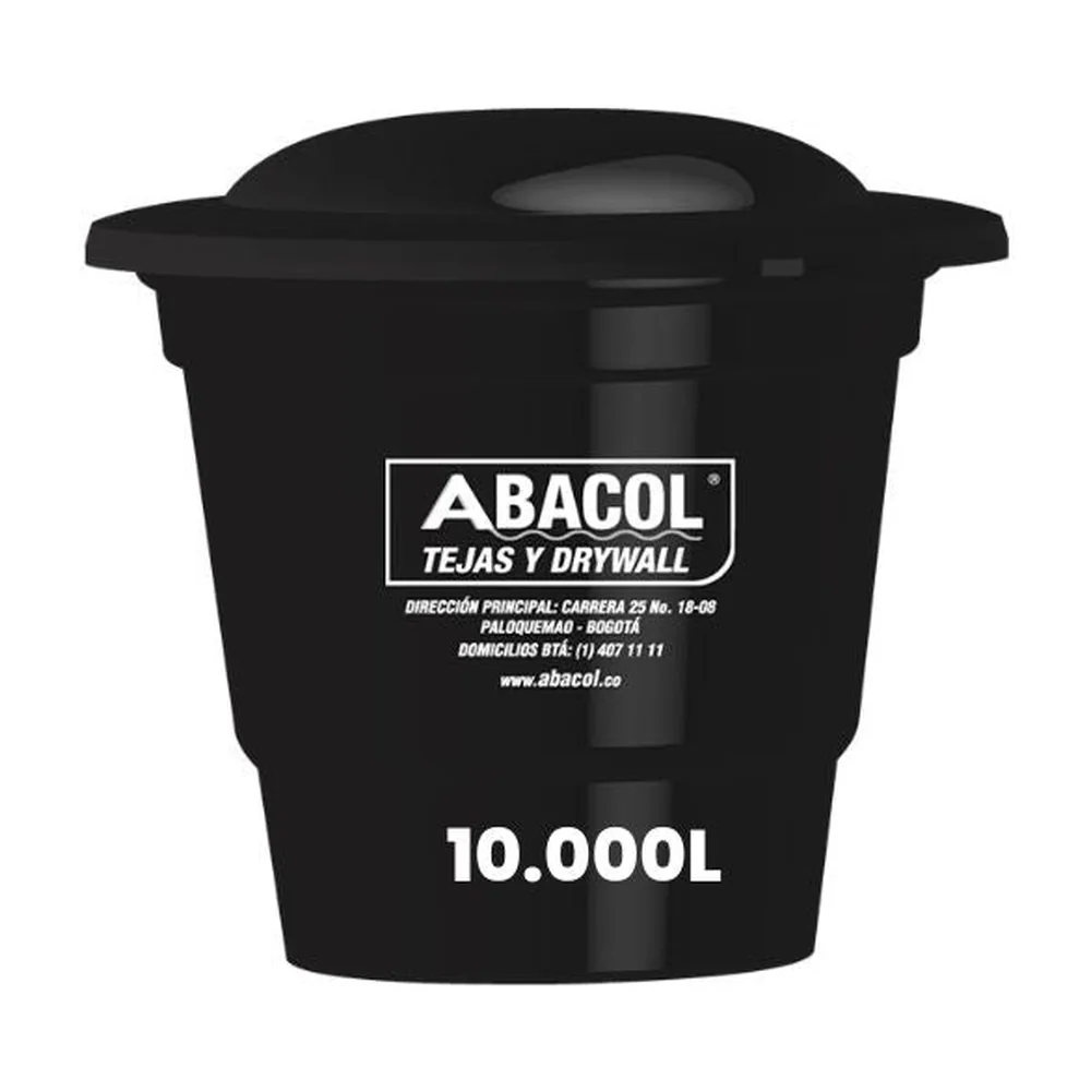 Tanque de agua cónico de 10.000 litros marca Abacol en polietileno negro