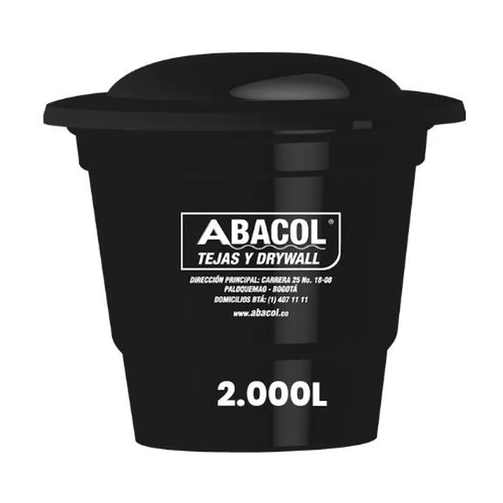 Tanque de agua cónico de 2.000 litros marca Abacol en polietileno negro