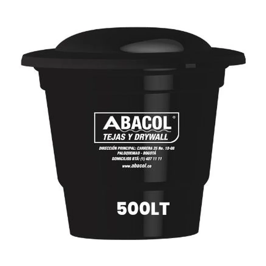 Tanque de agua cónico de 500 litros marca Abacol en polietileno negro