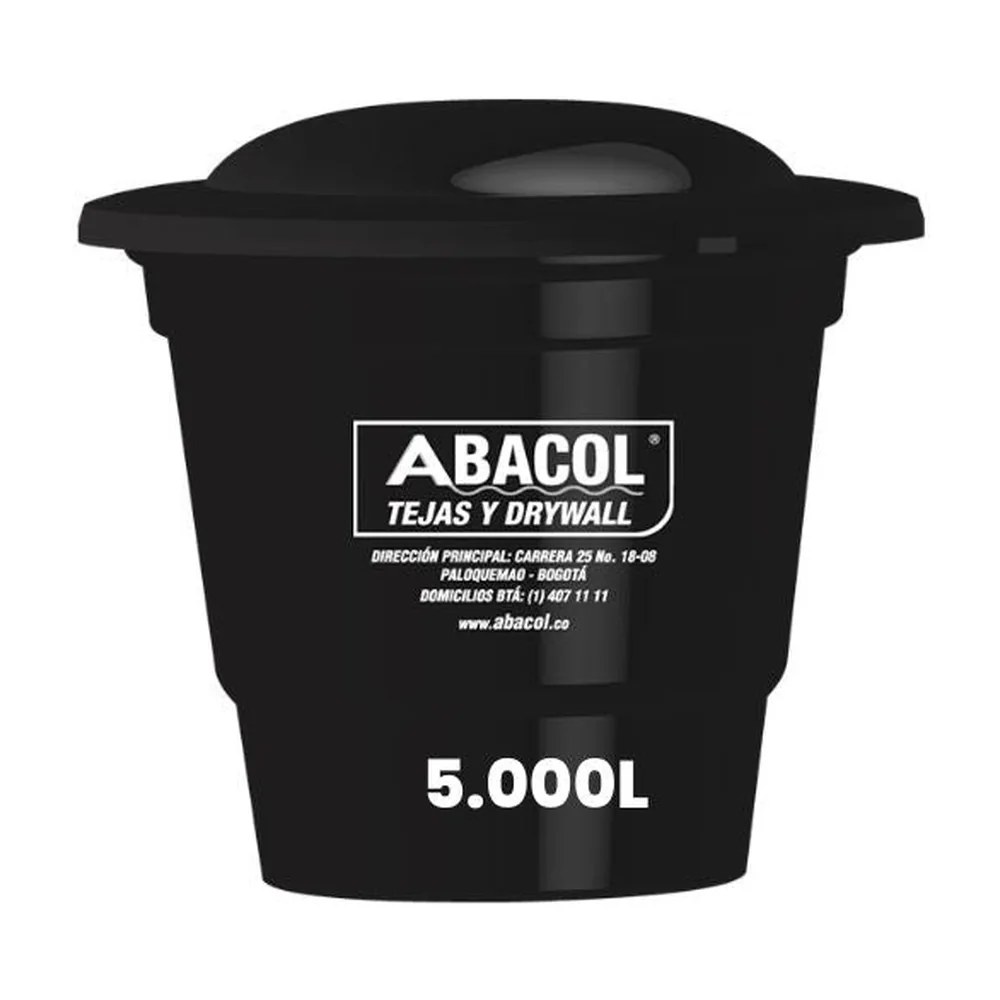 Tanque de agua cónico de 5.000 litros marca Abacol en polietileno negro